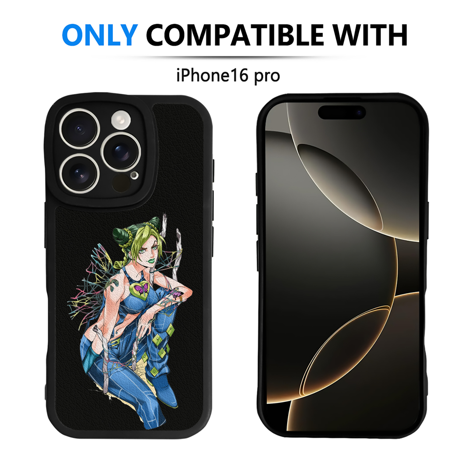 （画像用） "ジョジョの奇妙な冒険 くうじょう ジョリーン JoJo's Bizarre Adventure Jolyne Cujoh " 【iPhone 16シリーズ対応】シリコンスマホケース（レザー調） 材質：シリコン